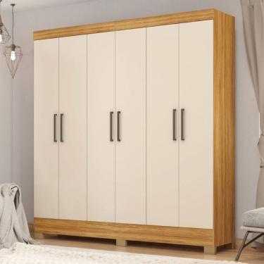 Imagem de Guarda Roupa Roupeiro Prático 6 Portas 3 Gavetas Cinamon Touch Off White Demóbile