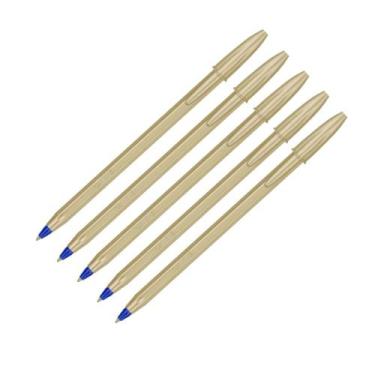 Imagem de Kit 5 Caneta Bic Cristal Efeito Matte Corpo Dourado Escuro