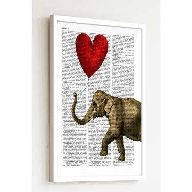 Imagem de Quadro Decorativo Elefante Balão de Coração  - 70x50cm