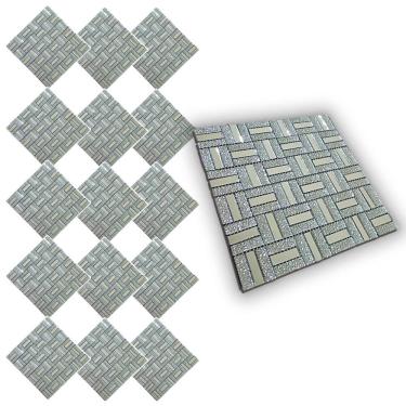 Imagem de Pastilha De Vidro Kit 15 Uni Adesiva Parede Sala Cozinha Banheiro Facil Aplicacao Decorativa Reforma Requintado Moderna