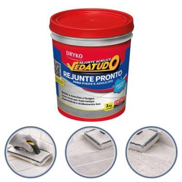 Imagem de Rejunte Acrílico Impermeável 1Kg Branco Vedatudo Dryko Pronto Uso Piso