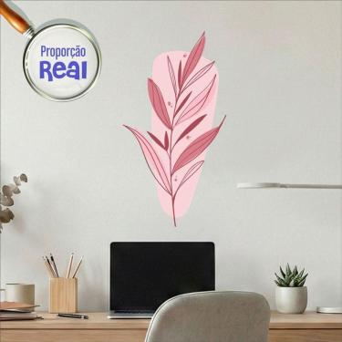 Imagem de Adesivo Floral Boho Rosa Estilo Nórdico 31x60 Minimalista Mod.03