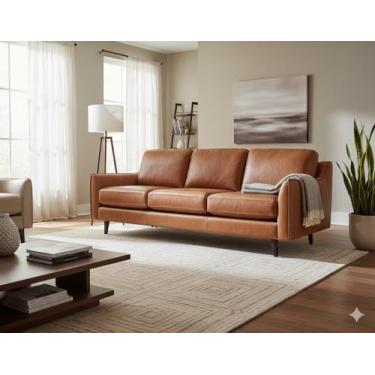 Imagem de Sofá 3 Lugares Couro Natural Alto Padrão de qualidade - Mempra, 469Lig