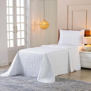 Imagem de Cobre Leito Lótus Solteiro 2 Peças Matelado Branco - Home Fernandes