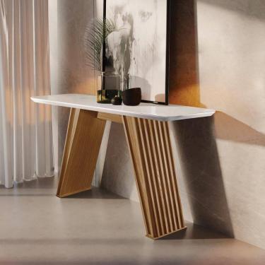 Imagem de Aparador Olimpo Ripado com Tampo Castanho Cinamomo/Off White