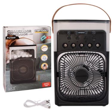 Imagem de Climatizador e Ventilador Portátil com LED Silencioso 10W Preto com Alça para Transport...