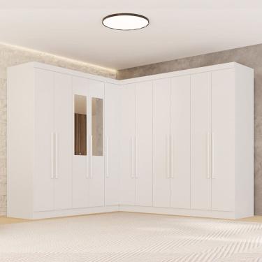 Imagem de Guarda-roupa de Canto com Espelho Modulado 11 Portas 4 Gavetas Espanha Branco