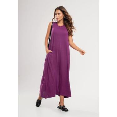 Imagem de Vestido Longo Regata Com Bolsos Roxo Salvatore, M
