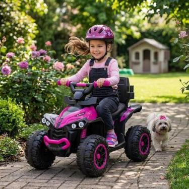 Imagem de Quadriciclo Elétrico Infantil 4 Rodas Motoquinha Bateria Luz Som Acele