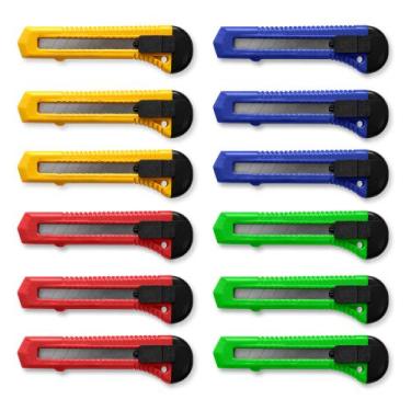 Imagem de Estilete Largo Office 18mm Seller, Caixa com 12 Unidades, Para Cortes 