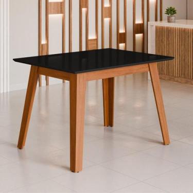 Imagem de Mesa de Jantar com Vidro 4 Lugares Multimóveis CR50229, Cinamomo/Preto