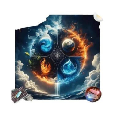 Imagem de Toalha Mágica Com Arranjo Geométrico Água Fogo Terra Vento Para Jogo D