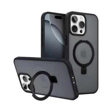 Imagem de Capa Magnética Para Celular Com Anel De Metal Fosco E Suporte KickStan