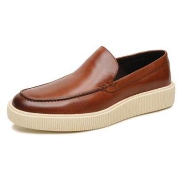 Imagem de Sapato Loafer Masculino Couro Esporte Fino Mocassim Solado Borracha Palmilha Espumada Calce Facil-Masculino