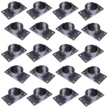 Imagem de Kit 20 Chapinhas Chapa Reta com Tubo Fixação Pés Palito Rosca 5/16 Zin