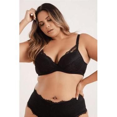 Imagem de Sutiã Adulto Plus Com Renda - Vi Lingerie - Conforto e Estilo, Preto, 