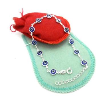 Imagem de Pulseira Feminina 17/20cm Olho Grego Folheado Prata PL509 - WNBIJOUTER