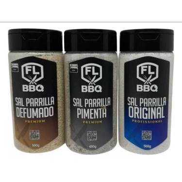 Imagem de Sal de parrilla defumado, parrilla pimenta e original flbbq - kit flbb