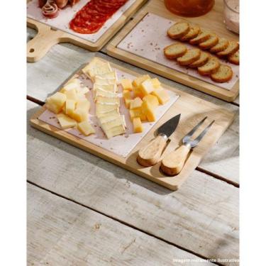 Imagem de Conjunto 4 Pçs para Queijo com Bandeja de Bambu e Tábua Terrazo 17x25x