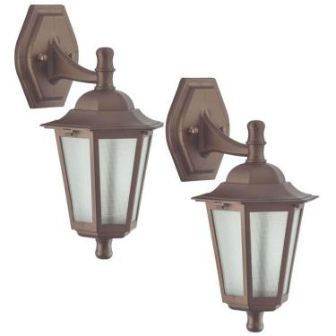 Imagem de Kit 2 Arandelas Gregas Marrom Luminária de Parede Colonial Bivolt Dital 24x18x37cm