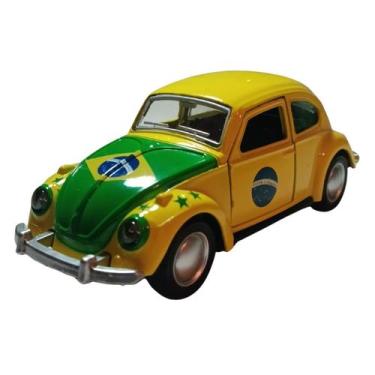 Imagem de Carrinho Miniatura Fusca de Fricção Brasil Seleção Copa Colecionável -