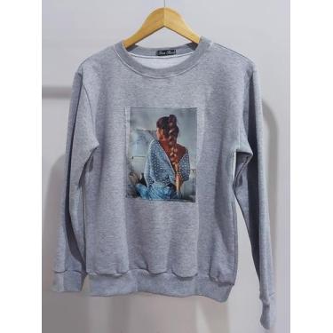 Imagem de Blusa moletom feminino- com estampa - Nacional