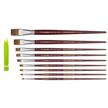 Imagem de Pincel Condor Chato Pelo Natural Cabo Longo 416-02 Marta
