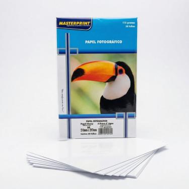 Imagem de Papel Fotográfico Masterprint Papel Fotográfico Glossy 115G A4 50 Folhas Prova D Agua Branco
