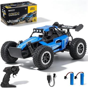 Imagem de Carro de Corrida Controle Remoto 1:16 Off-road Alta Velocidade Tração 4x4 Azul 3.7V 500mAh