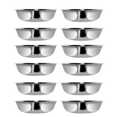 Imagem de Conjunto 12 Pote Comedouro Pet Cao e Gato Tigela Redonda Inox 23,5 x 8 cm
