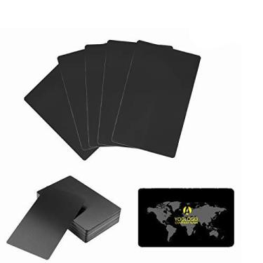 Imagem de Cartão de nome de metal com sublimação em branco 100 peças, cartão de nome em metal grosso a laser, impressão em branco cartão de visita uso sublimação tinta e papel (preto)