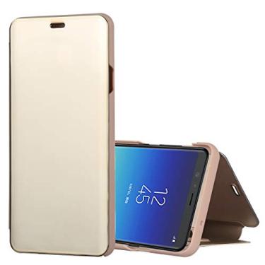 Imagem de Capa ultrafina espelhada transparente horizontal flip couro PU capa para Galaxy A9 Star, com suporte (dourado) capa traseira para telefone (cor dourada)