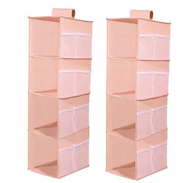 Imagem de Yajun Organizador de armazenamento de armário para pendurar no armário, suporte arrumado, suporte para sutiã, 4 camadas, roupa íntima, 2 peças, rosa