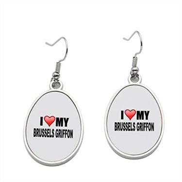 Imagem de Brinco griffon I Love My Brussels - Brincos pendentes para meninas - Presente de festa de aniversário dos namorados