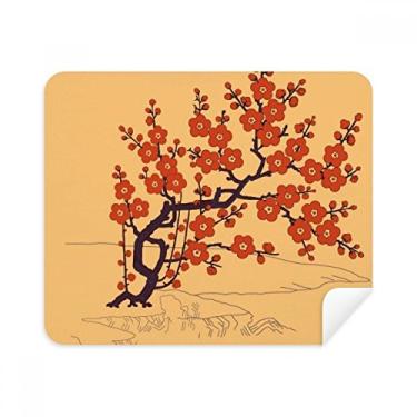 Imagem de Pintura Cultura Japonesa Pano de Limpeza de Flor Vermelha Limpador de Tela 2 Peças Tecido de Camurça