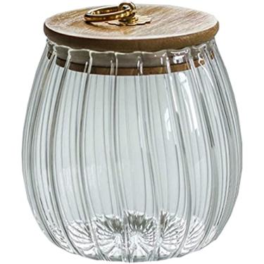 Imagem de Porta-chá de vidro simples para uso doméstico, recipiente de armazenamento de temperos, tanque de armazenamento de chá de flores, potes de cerâmica (formato redondo)