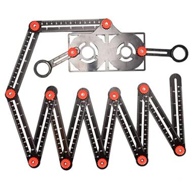 Imagem de Régua Multiângulo de Liga de Alumínio de Broca Modelo Ferramenta Telha Cerâmica Perfurador Localizador Régua Dobrável para Carpinteiros Diy Ladri, 12 vezes