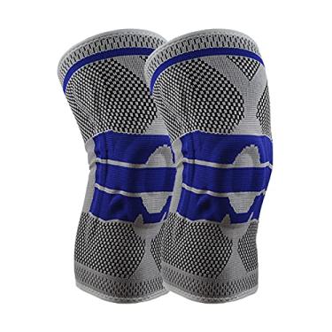 Imagem de Liang Joelheira de compressão com 2 peças, protetores articulados para corrida, joelheira, estabilizador de osso e suporte de mola de silicone, artrite de lacre do menisco