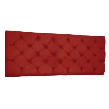 Imagem de Cabeceira Painel Capitonê Casal 1,40m Jade Suede Vermelho