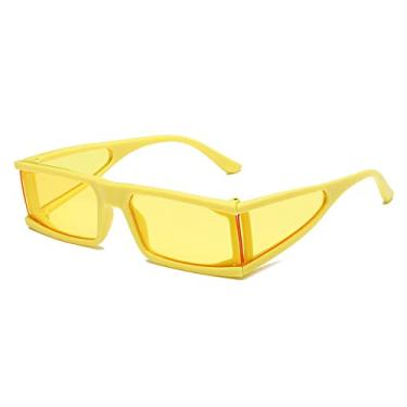 Imagem de Vintage Rectangle Sunglasses Women Designer Retro Punk Sun Glasses Outdoor Small Frame Shades Mirror Oculos De Sol,Yellow,china