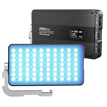 Imagem de IVISII Luz portátil para câmera G2 RGB, iluminação de vídeo conferência de bateria de lítio 4300 mAh, painel de luz LED colorida 2600-10000K 12W para fotografia, estúdio, casamento