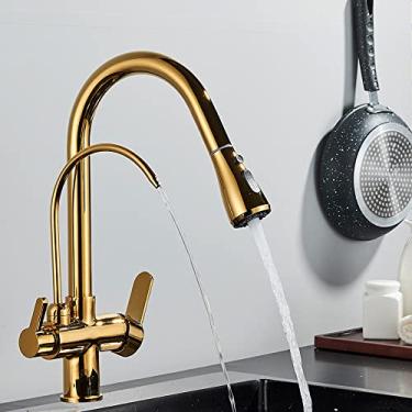 Imagem de Torneira de cozinha de água de purificação de ouro preto rotação de 360 ​​graus torneira de água pura filtrada guindaste multifuncional torneira misturadora Torneira, Golden A, China