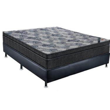 Imagem de Conjunto Cama Box Colchão Iso Molas Superpocket Ortopillow   Ortobom Preto/Azul