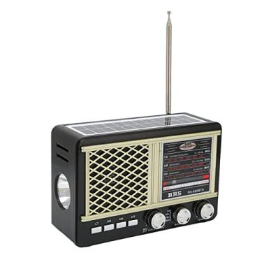 Imagem de Rádio de emergência, rádio portátil multibanda solar com função de lanterna AUX alto-falante estéreo FM/AM/SW Rádio de ondas curtas com antena telescópica rotativa de 360°(amarelo)