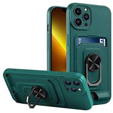 Imagem de Capa de estojo macia para suporte de anel à prova de choque para iphone 13 pro 11 12 pro max x xs max xr 7 8 plus se 2020 estojo titular de cartão, dark dreen, para iphone 7 plus