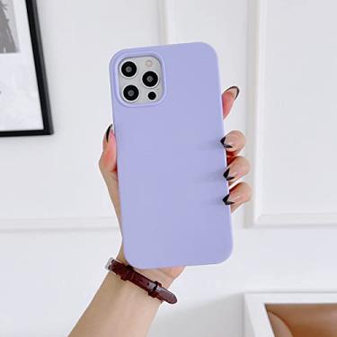 Imagem de Capa traseira de silicone líquido original de luxo sólido para iphone 13 12 11 pro max para iphone 14 11 xr xs max macio tpu capa traseira, 20 roxo claro, para iphone 14 plus