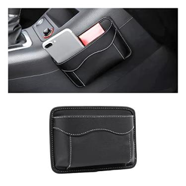 Imagem de Organizador de bolso lateral de assento de carro, mini bolsa de armazenamento de couro PU para console de janela de porta automática, suporte de telefone caneta bandeja de suporte de veículo preenchimento de espaço de assento, serve para organizar documentos, registro, bloco de notas