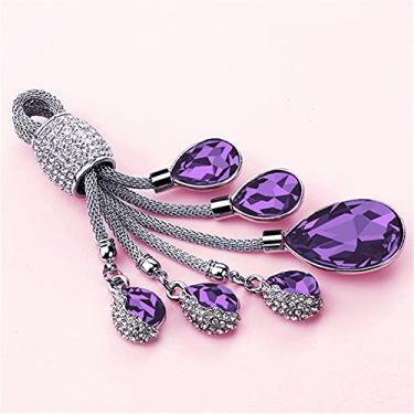 Imagem de YJADHU Chaveiro de couro masculino feminino chaveiro capa completa, apto para Buick Chevrolet Cruze Opel Vauxhall Insignia Mokka Encore, chaveiro roxo