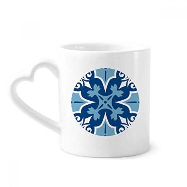 Imagem de Caneca decorativa de flores azuis com ilustração de café cerâmica copo de coração de vidro