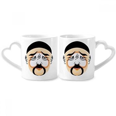 Imagem de Conjunto de canecas de porcelana Zhuihanxin coloridas de cabeça de ópera de Peking Zhuihanxin conjunto de canecas de porcelana de casal